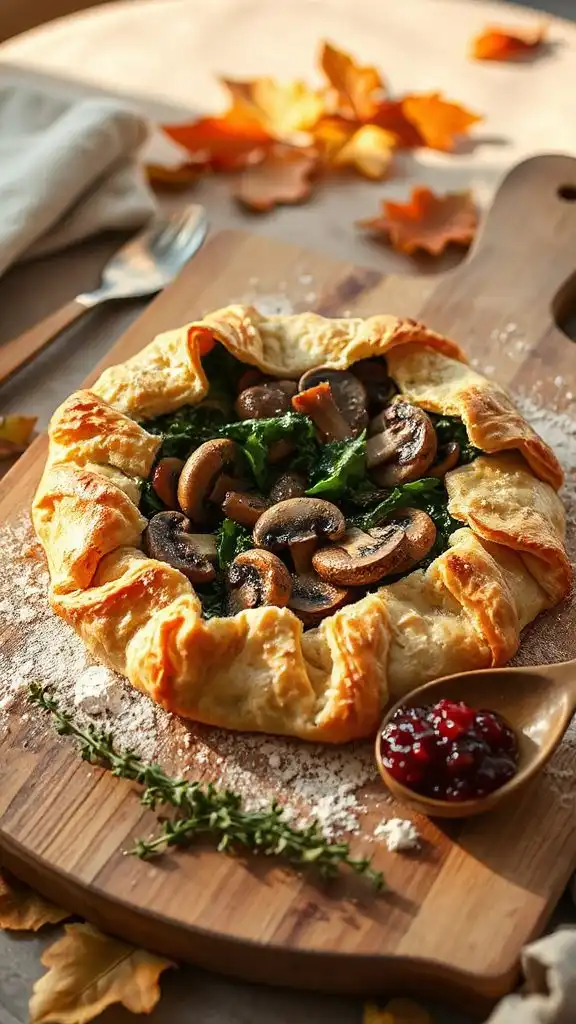 savory mushroom spinach galette