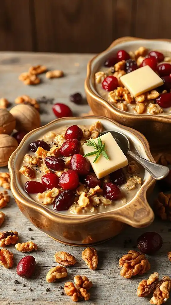 savory oatmeal with cranberries