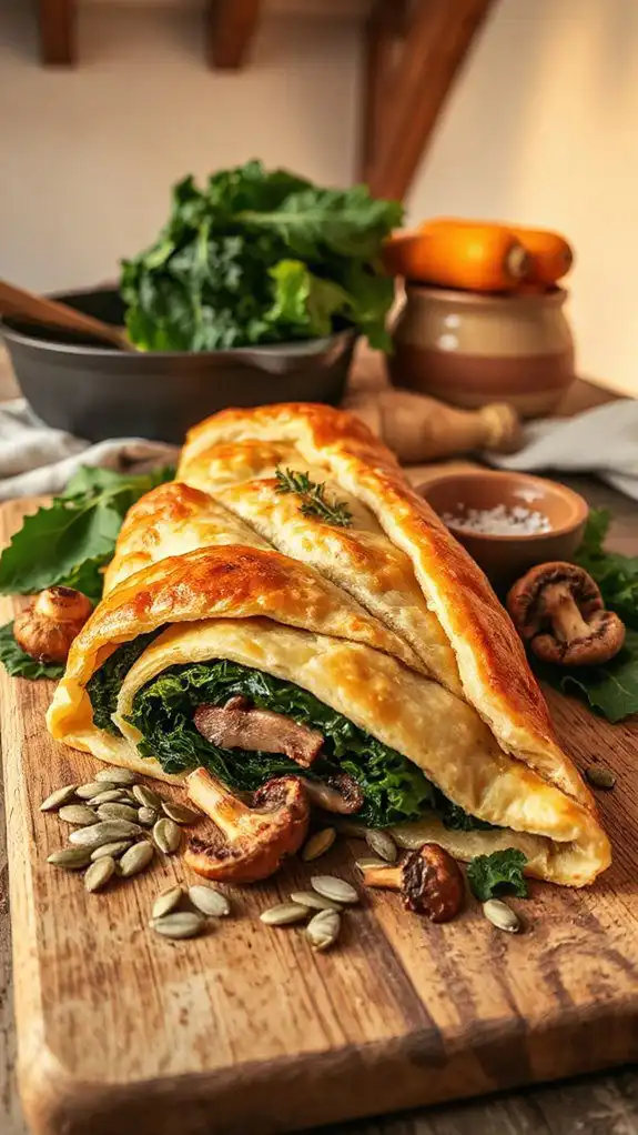 savory pastry with mushrooms