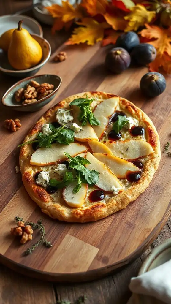savory pear gorgonzola flatbread