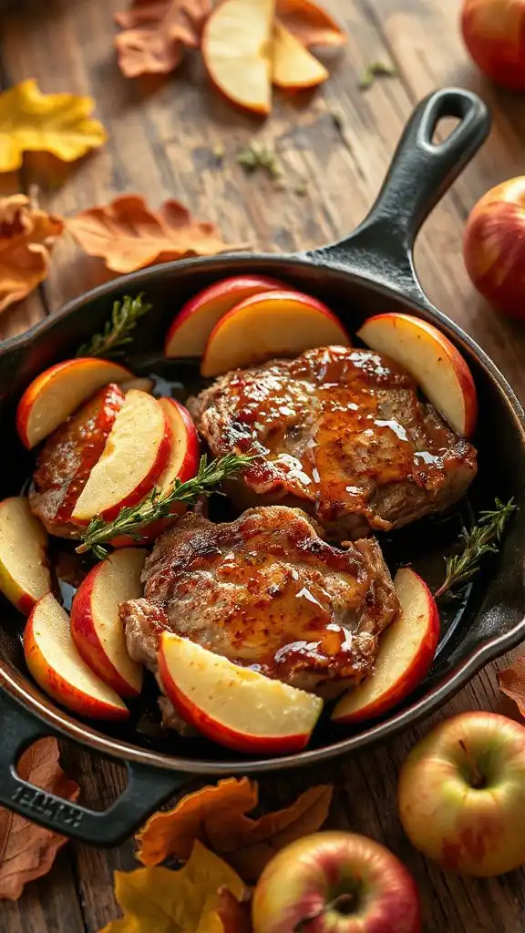 savory pork chops and apples
