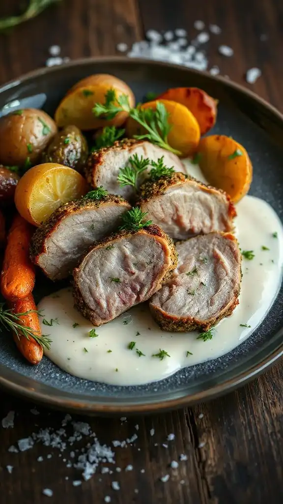 savory pork with dill sauce