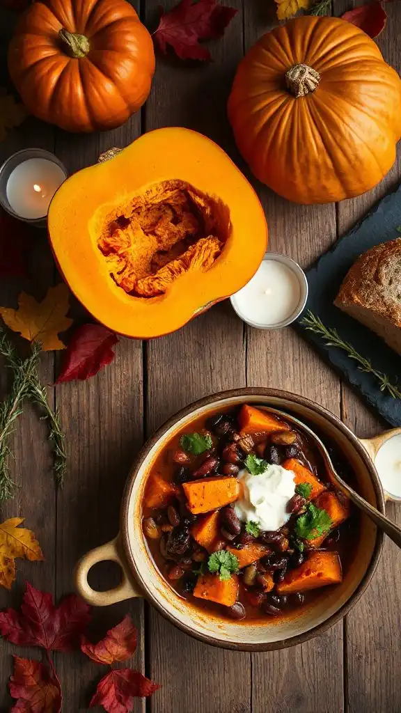 savory pumpkin black bean chili