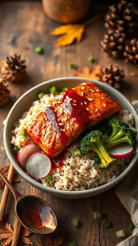 savory salmon broccoli bowl