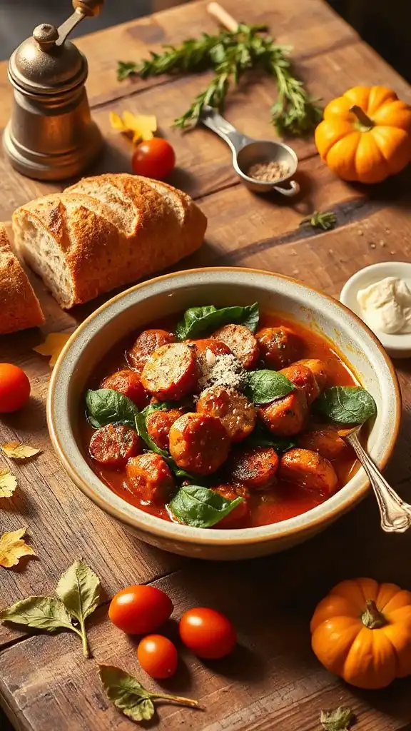 savory sausage spinach ragu