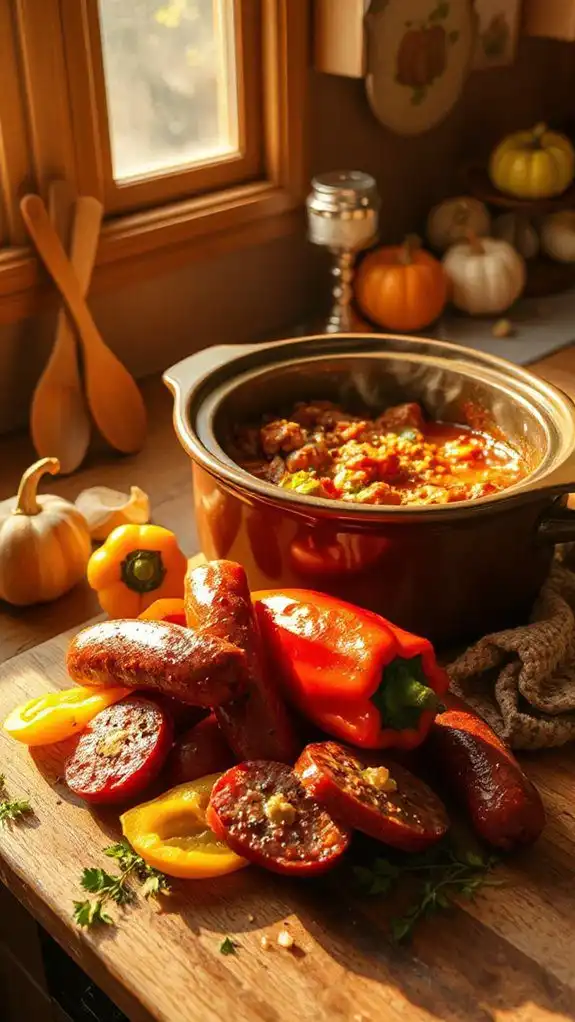 savory sausage with peppers