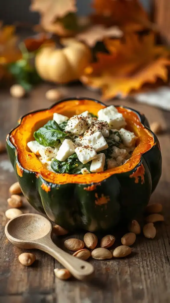 savory spinach feta acorn squash