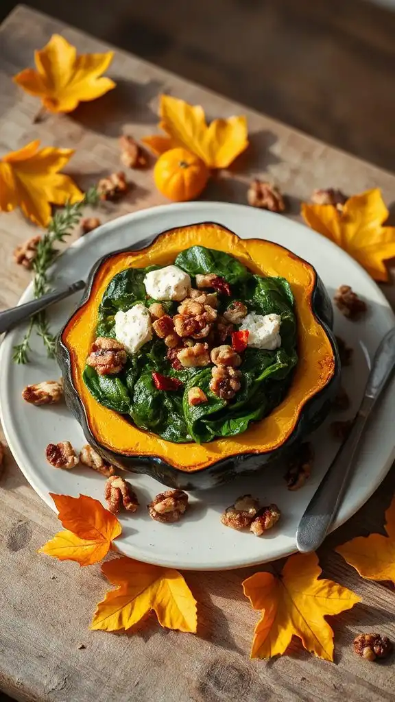 savory spinach stuffed acorn squash