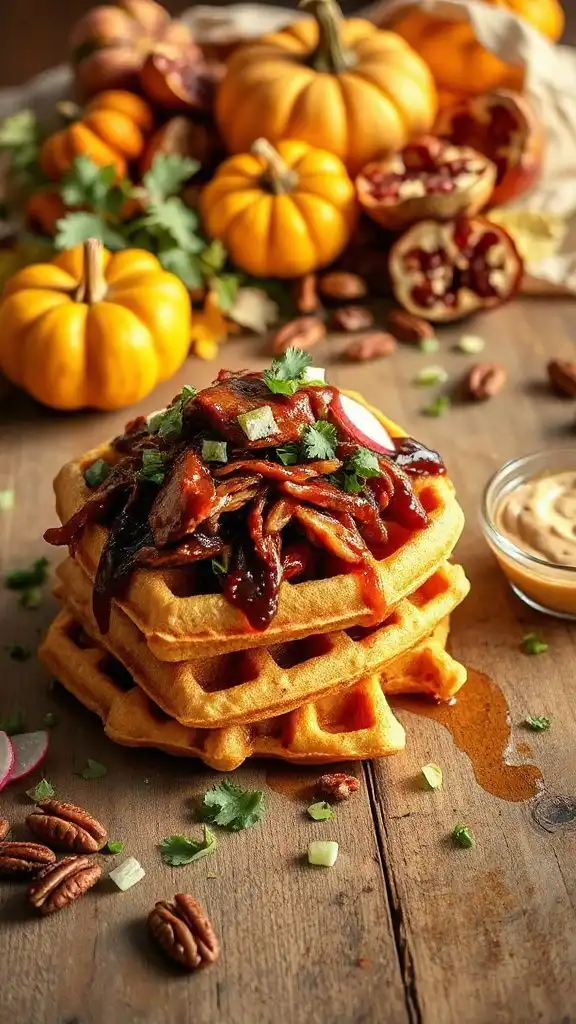 savory waffles with bbq chicken savory waffles with bbq chicken