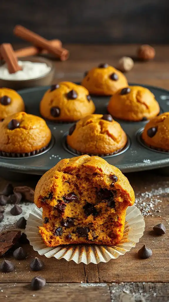 scrumptious pumpkin chocolate muffins