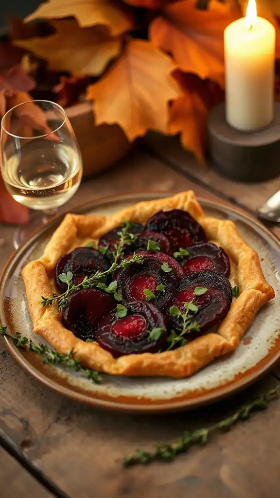 seasonal beet goat cheese tart