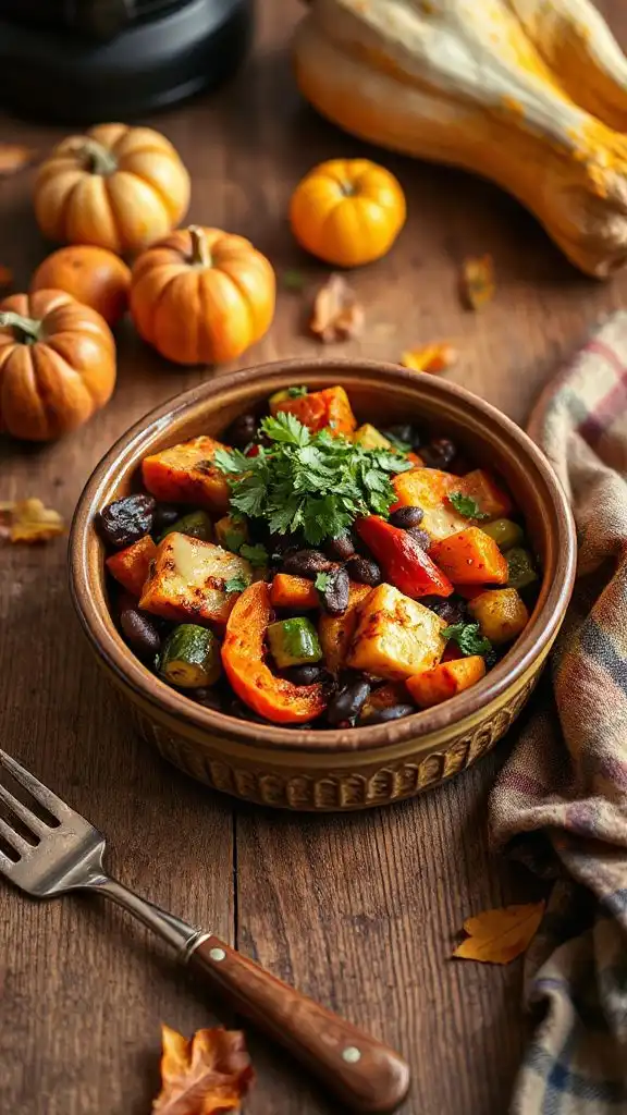 seasonal vegetable black bean casserole