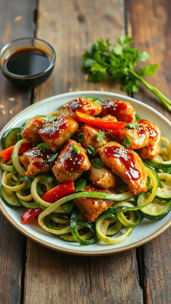 sesame ginger chicken zucchini stir fry