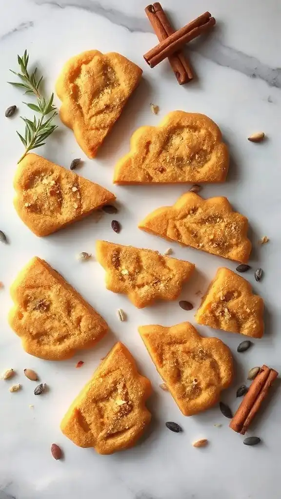 shaped pumpkin chai shortbread slices