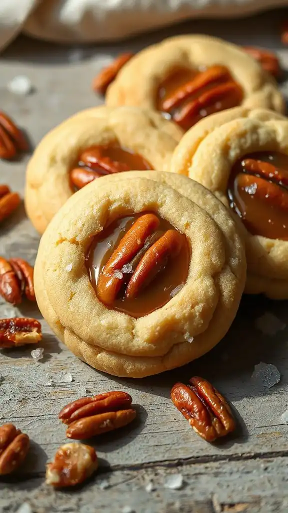 shaping pecan pie cookies