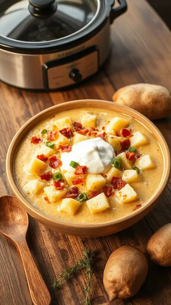 slow cooker potato cheddar soup