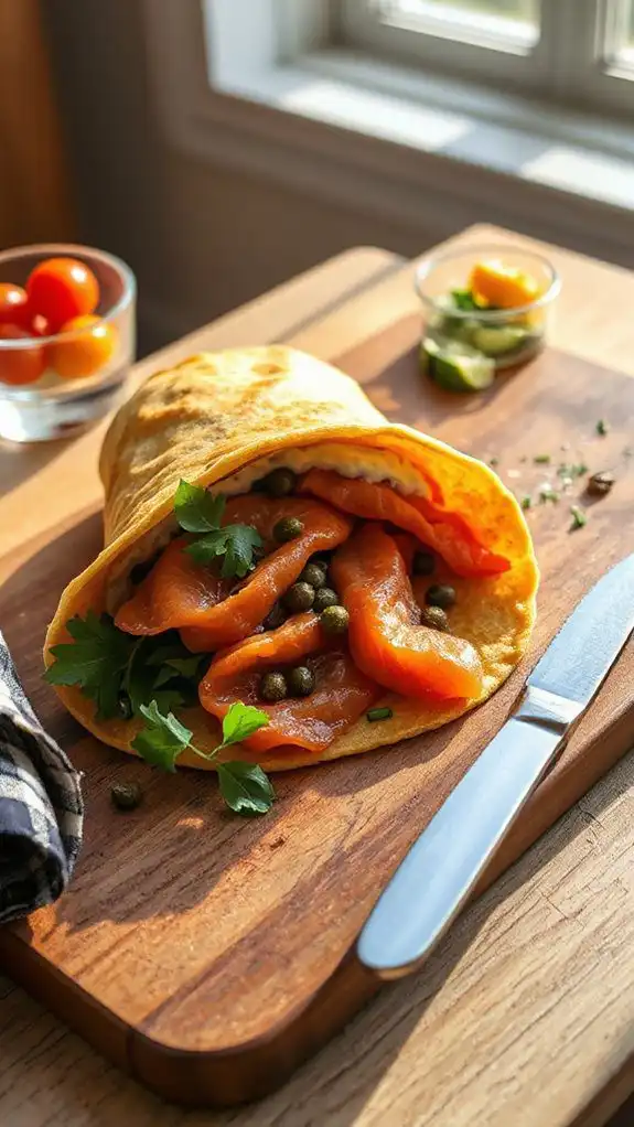 smoked salmon breakfast burrito