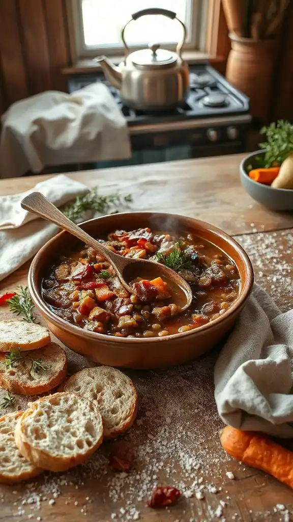 smoky bacon lentil stew