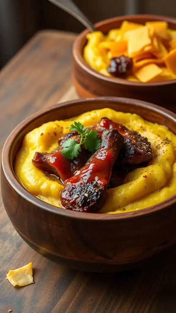 smoky bbq ribs with polenta