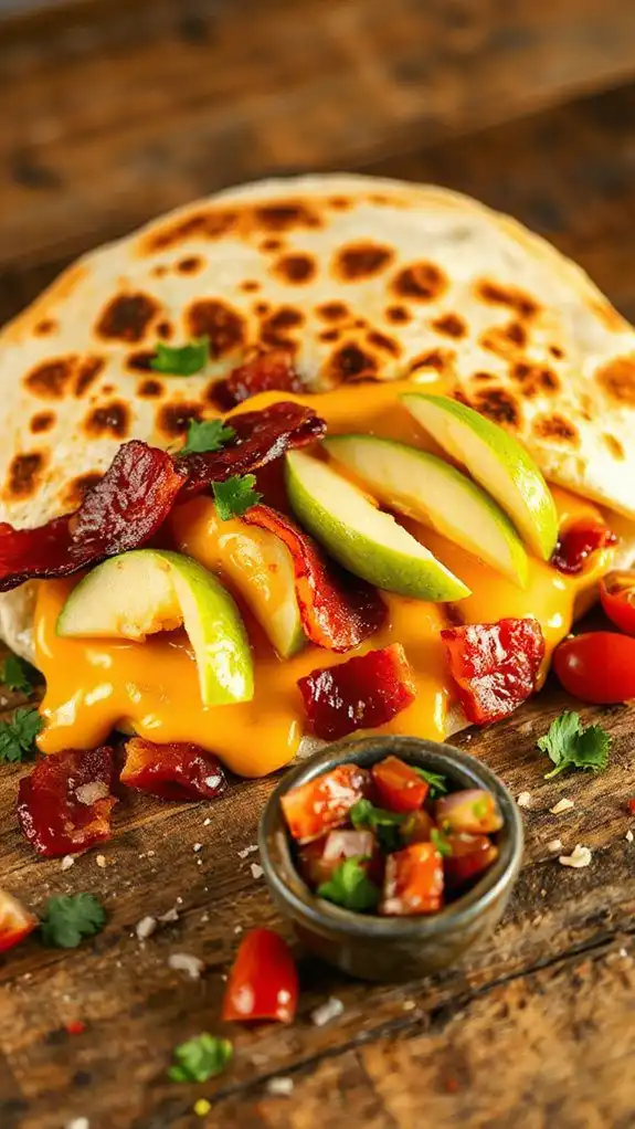 smoky spicy bacon quesadilla