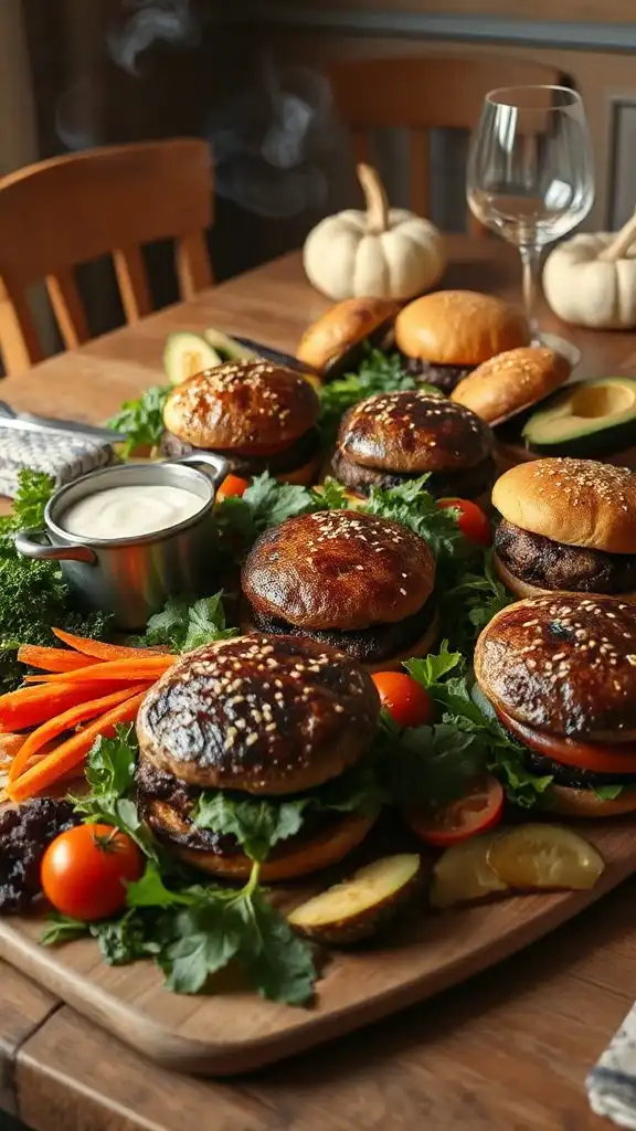 smoky vegetarian mushroom burgers