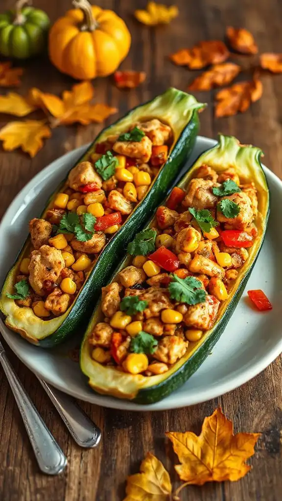 southwestern chicken stuffed zucchini