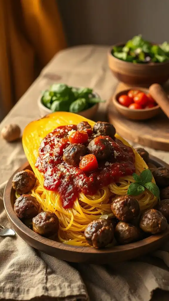 spaghetti squash meatball marinara dish