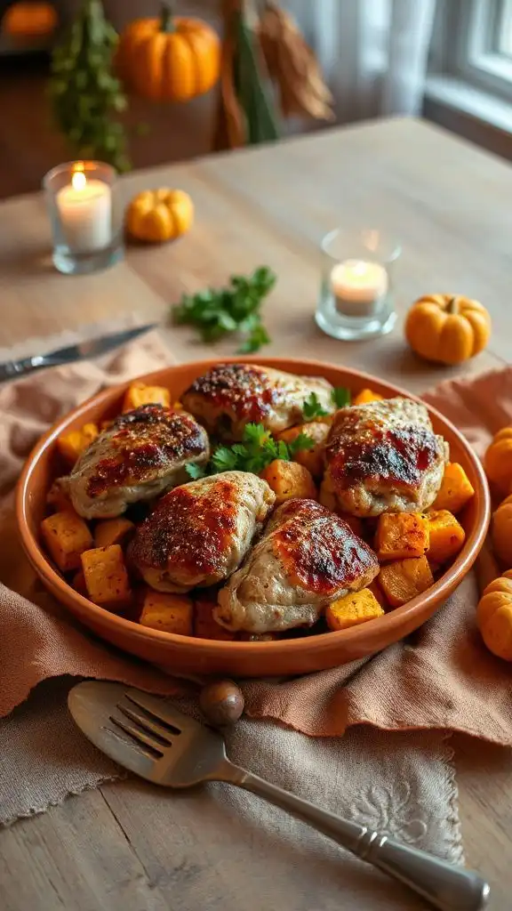spiced chicken with sweet potatoes