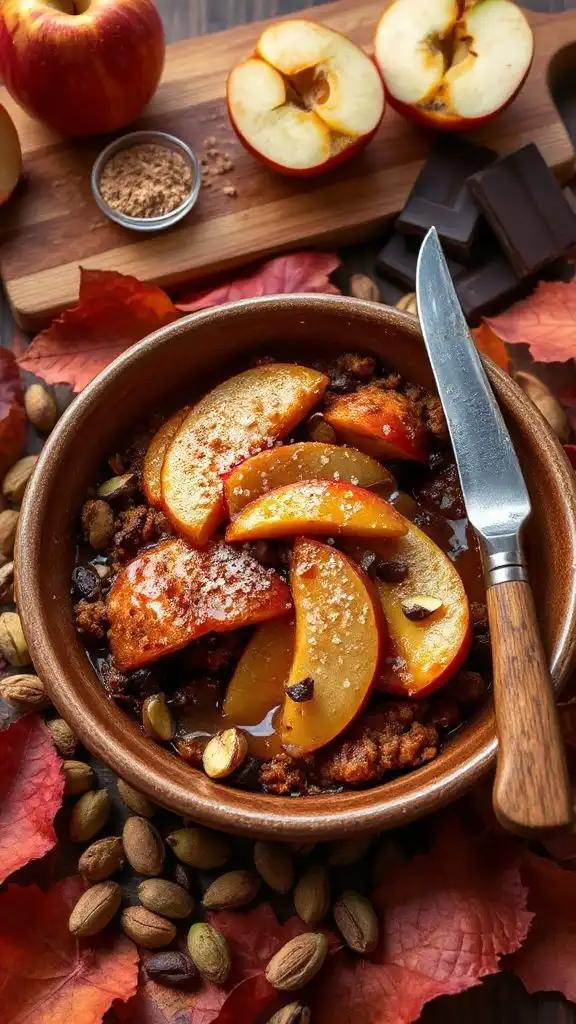 spiced chocolate apple crisp