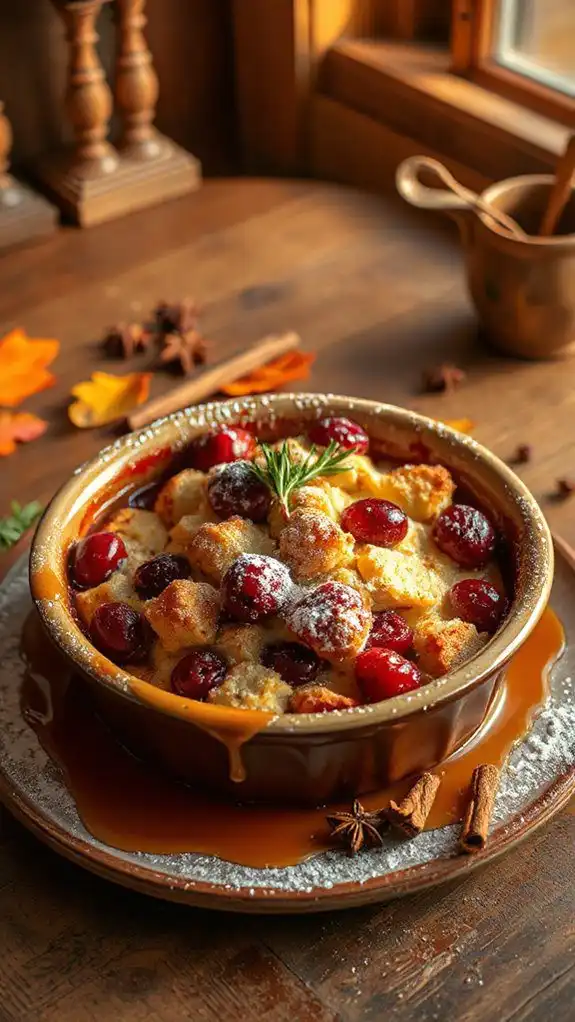 spiced cranberry bread pudding