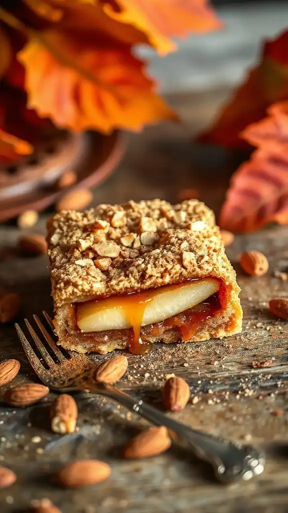 spiced pear almond crumb bars