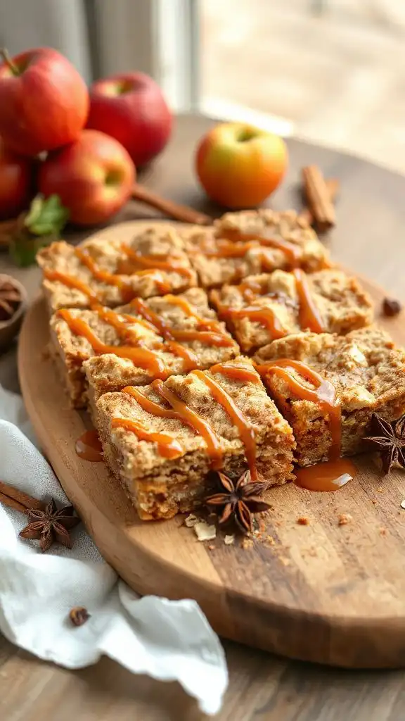 spiced vegan caramel apple bars