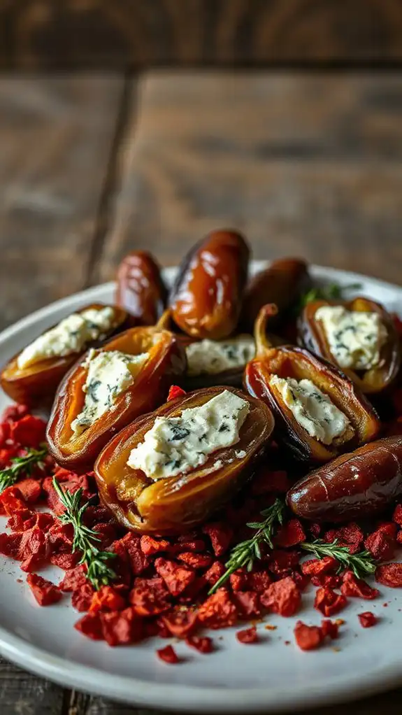 spicy bacon wrapped cheese dates