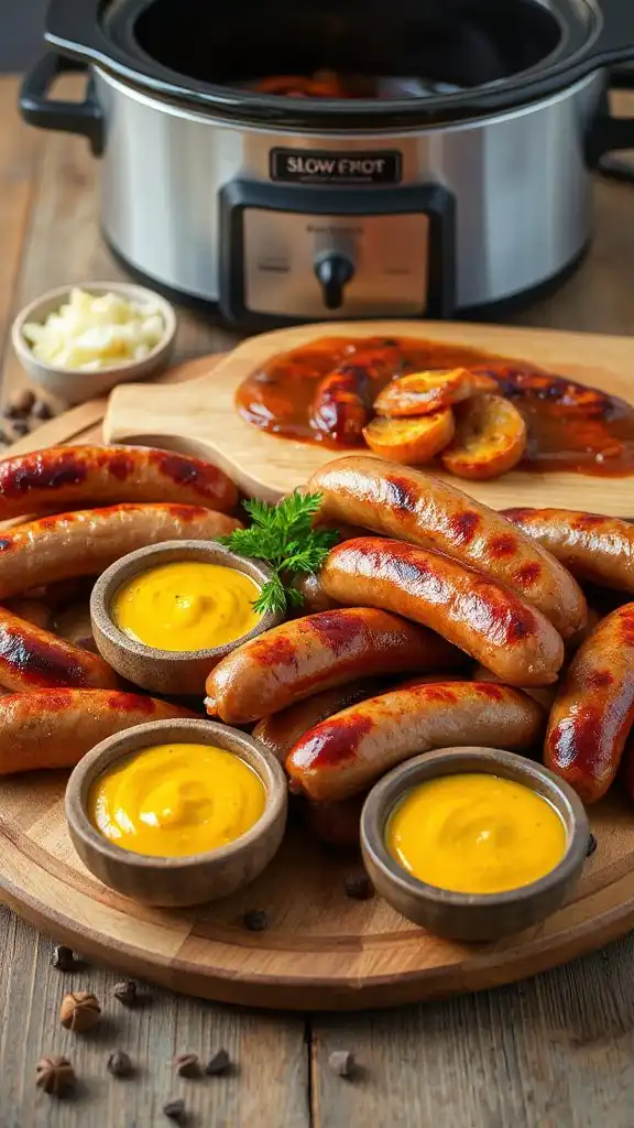 spicy bratwurst with mustard spicy bratwurst with mustard