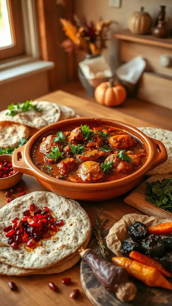 spicy chicken stew served