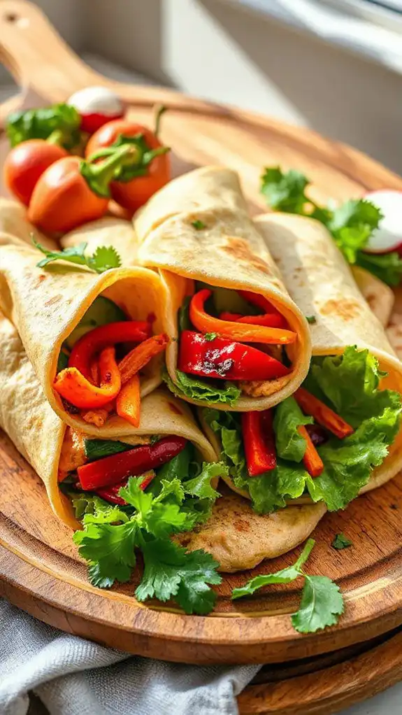 spicy hummus veggie wraps
