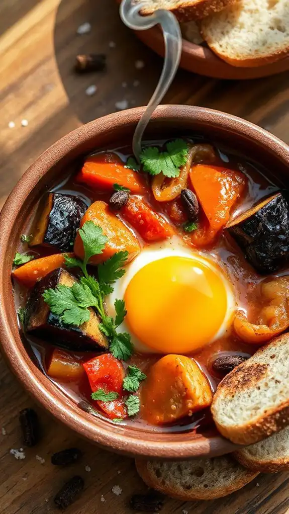 spicy poached eggs dish
