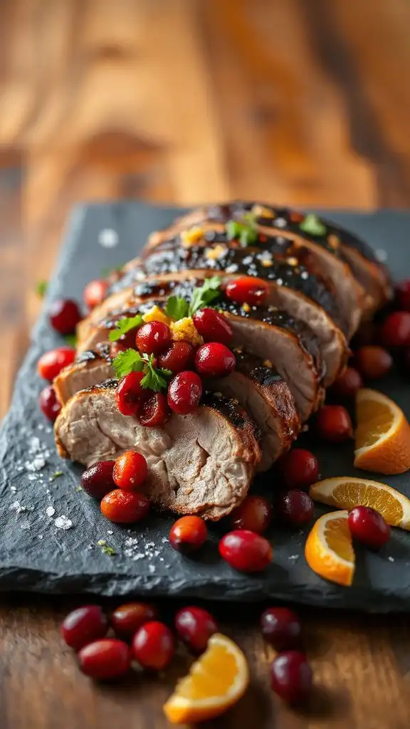spicy pork with cranberry relish