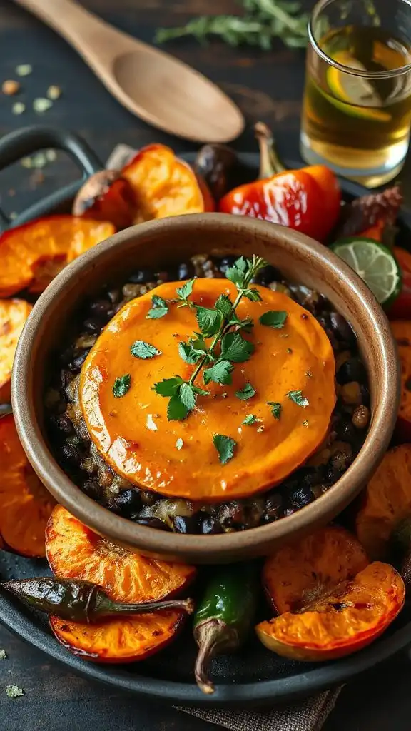 spicy pumpkin black bean bake