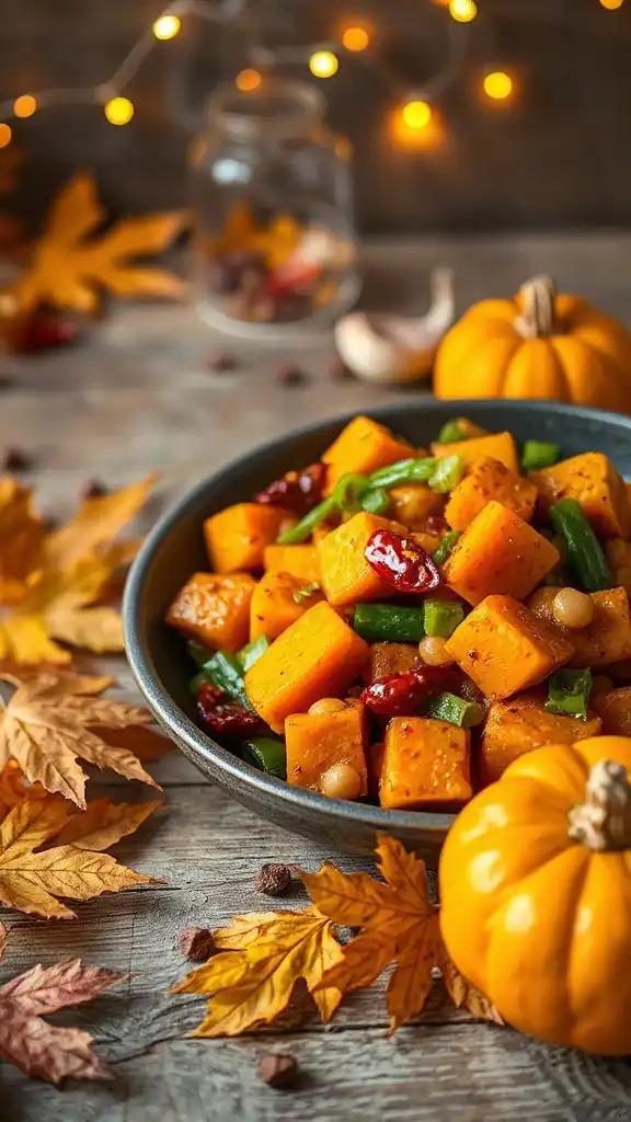 spicy pumpkin chickpea stir fry