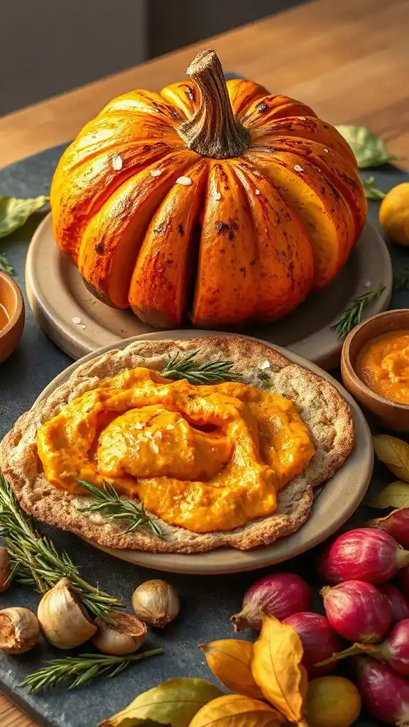 spicy pumpkin rosemary flatbread