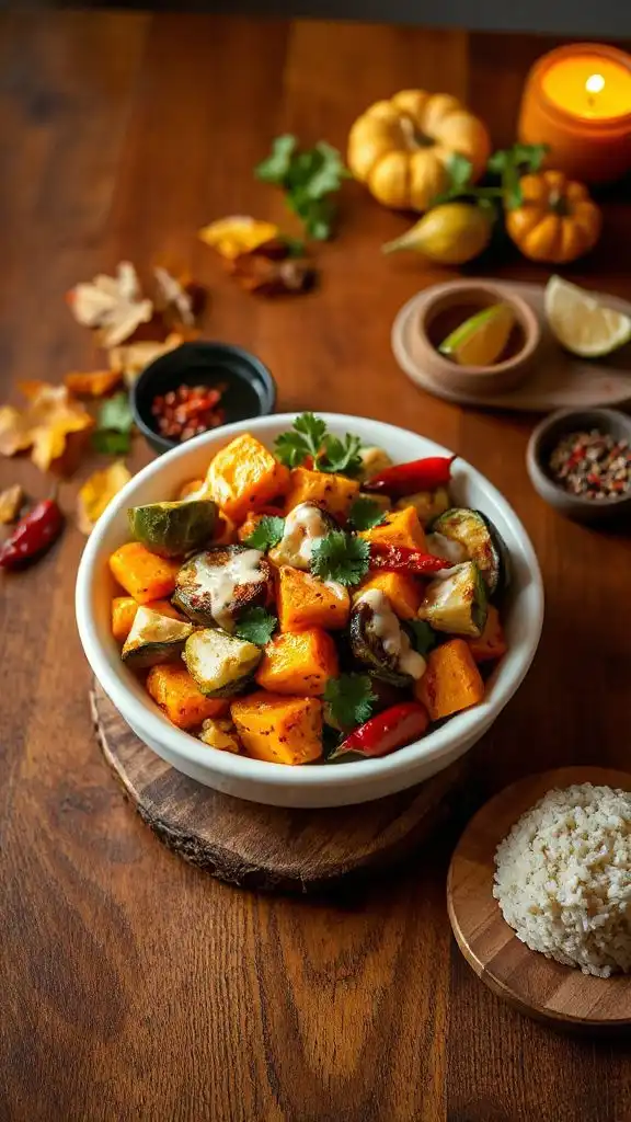 spicy roasted autumn vegetables