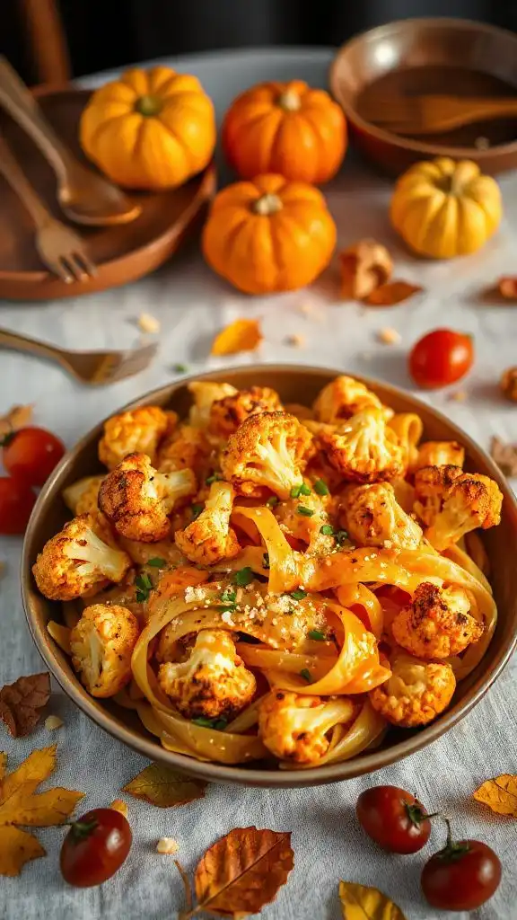 spicy roasted cauliflower pasta