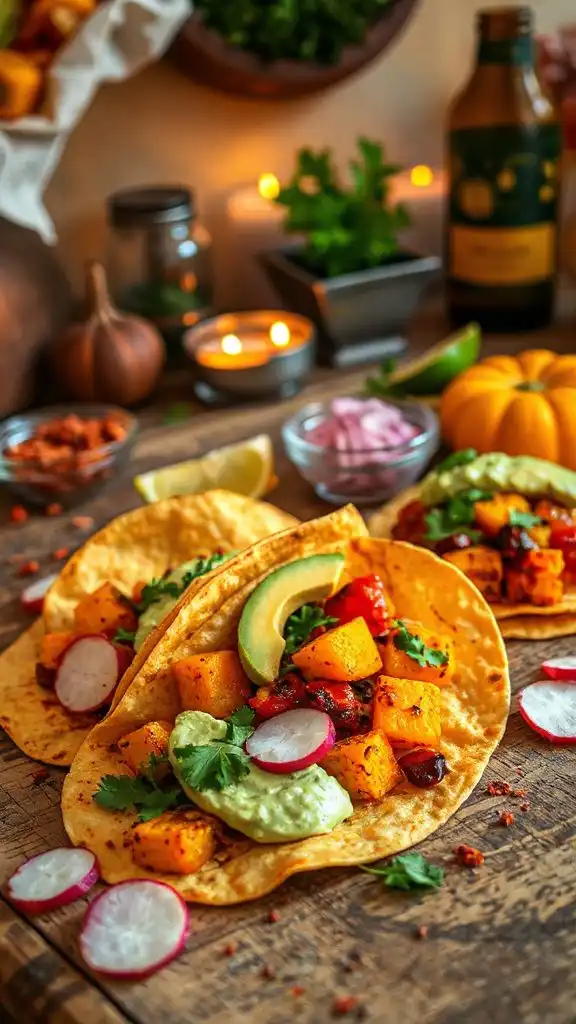 spicy roasted vegetable tacos