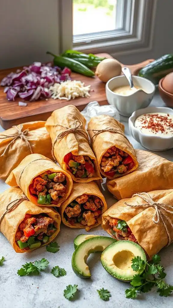 spicy sausage breakfast burritos