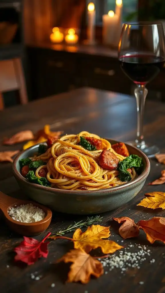 spicy sausage kale spaghetti