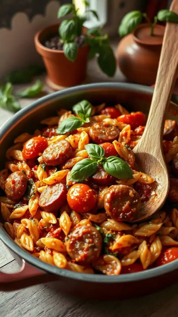 spicy sausage orzo dish