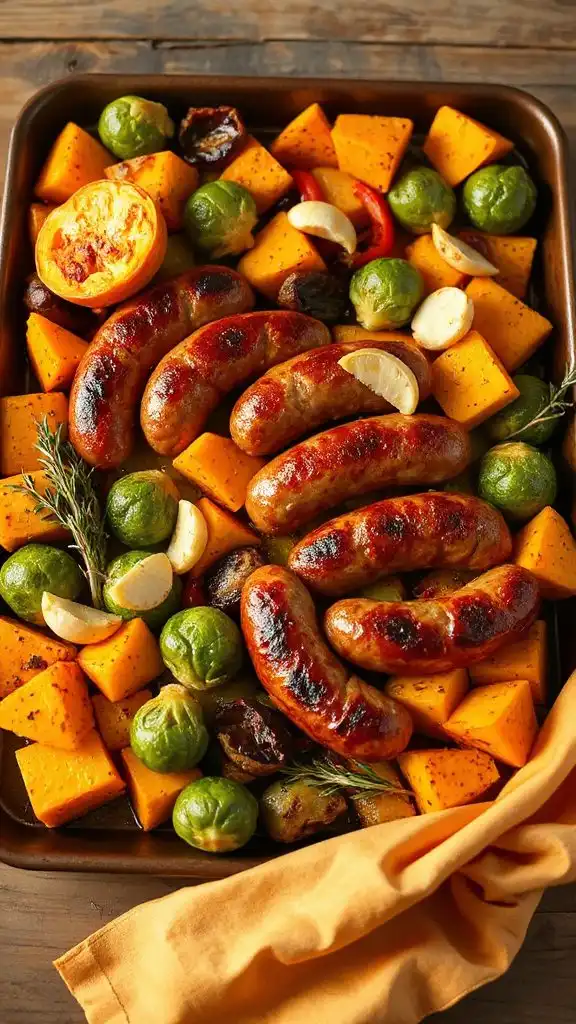 spicy sausage vegetable sheet pan