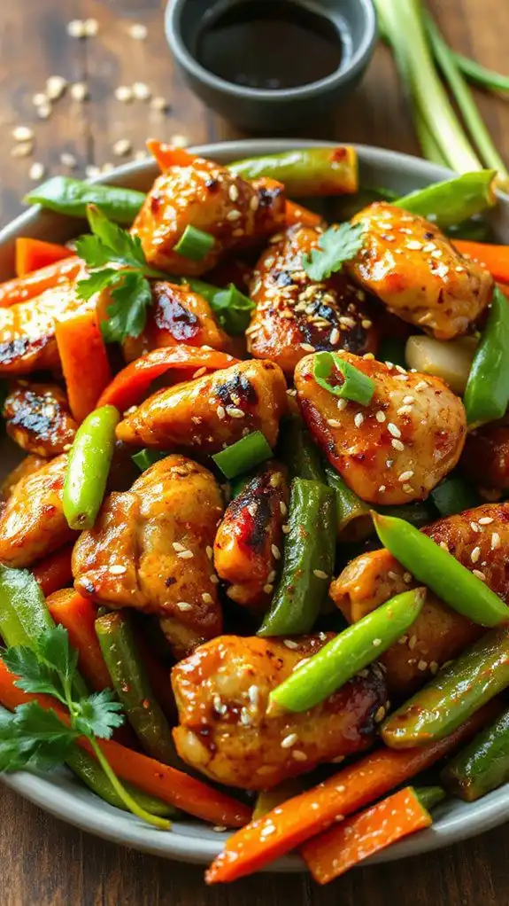 spicy sesame ginger chicken stir fry
