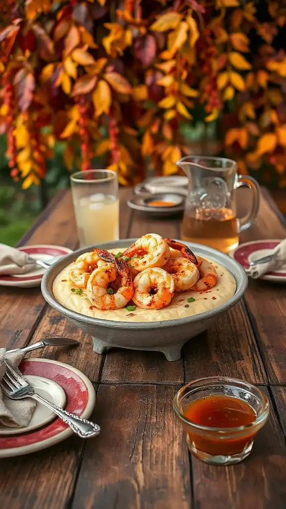 spicy shrimp served with grits